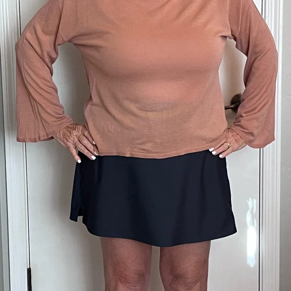 Eileen Fisher Pink Crew Neck Sweater with Bell Sleeves - Picture 2 of 3